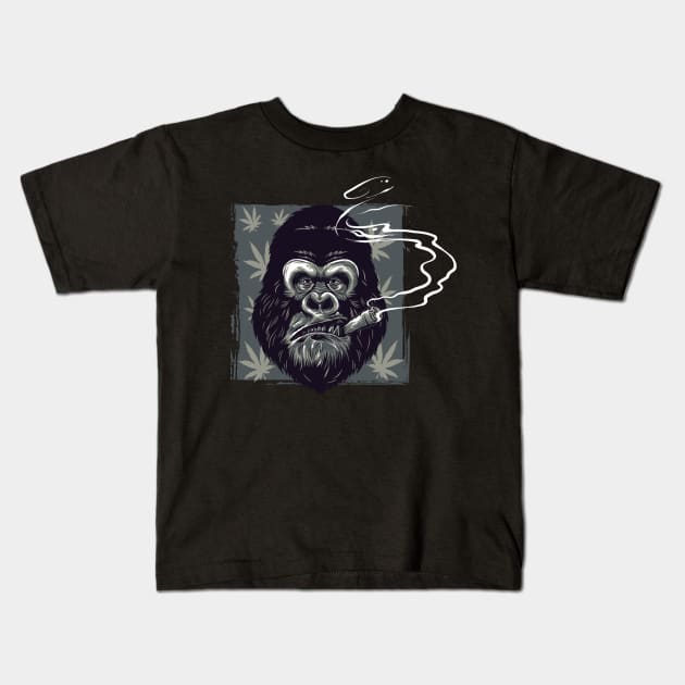 smoking gorilla Kids T-Shirt by BK55